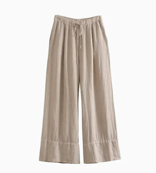 The Effortless Muse: Premium Linen Jacket & Wide-Leg Pants Set