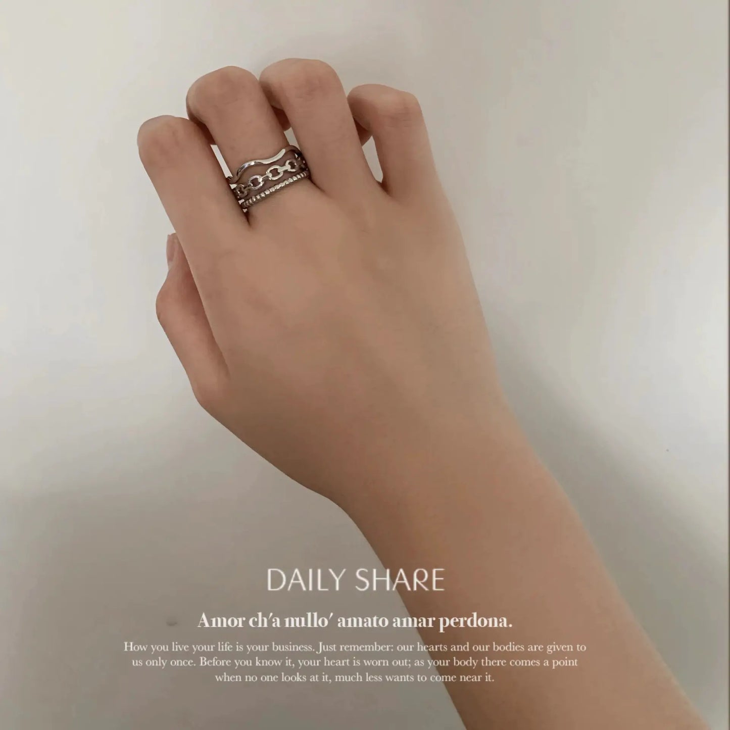 18K Gold Plated Three-Layer Wave Beads Titanium Ring